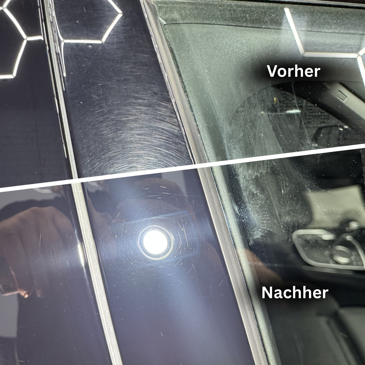 Vorher / Nacher Lackpolitur Säule