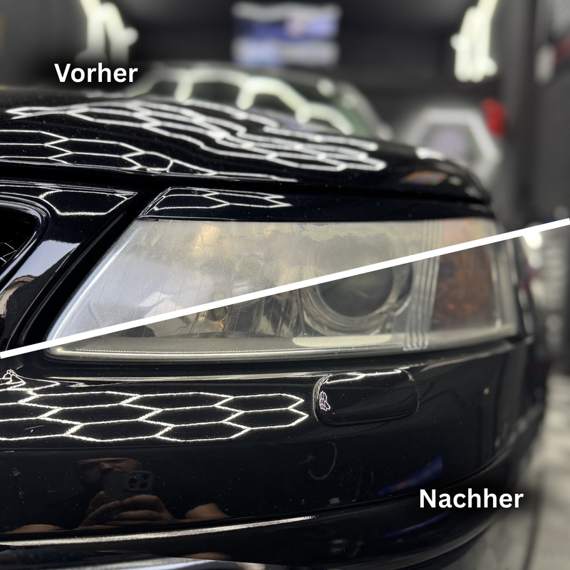 Entfernung von Oxidation, Vergilbung und feinen Kratzern.Wiederherstellung der Lichtdurchlässigkeit und optischen Tiefe.